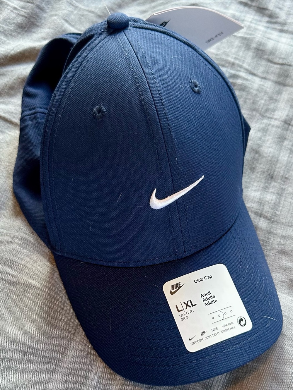 Nike Navy Baseball Cap with White Swoosh - Club Cap